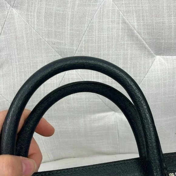 Vintage Gucci Boston Hand Bag Satchel Purse Monogram Navy Canvas Leather - Picture 5 of 16